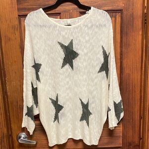 Wishlist Cream Knit Sweater with Green Star